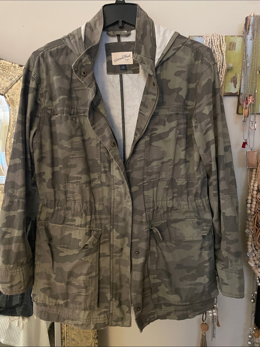 Universal Thread Olive Camo Utility Jacket with Hood